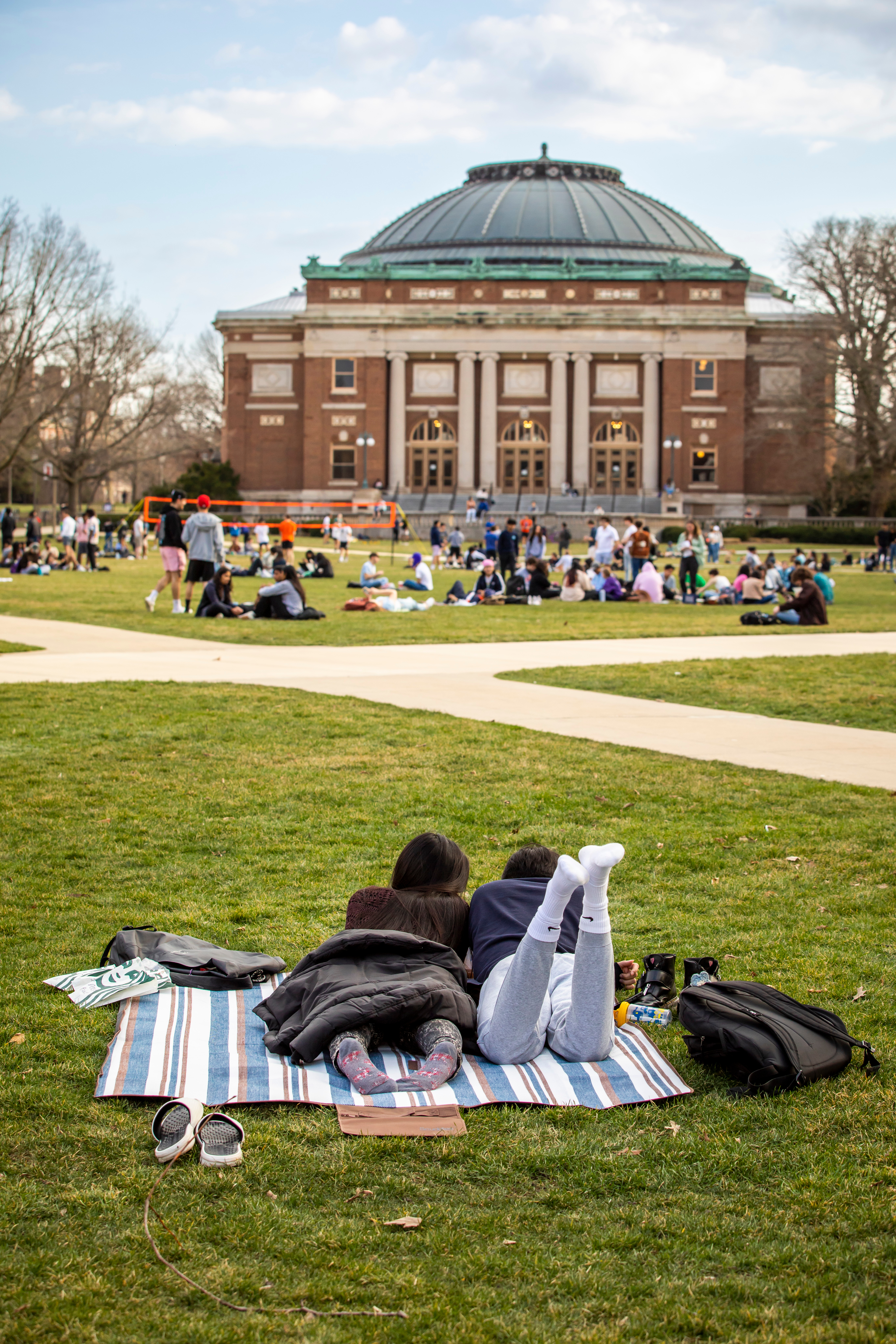 Campus - Main Quad - Spring - Season - Students - Friends - Group - Studying - Study