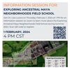 Interested in an archaeological field school this summer? Join Dr. Lisa Lucero on Thursday, February 1, 2024 at 1 PM for a 1-hour information session on zoom to learn more about the Exploring Ancestral Maya Neighborhoods Field School during Summer 2024.  Scan the QR Code to register to attend this 1-hour information session!